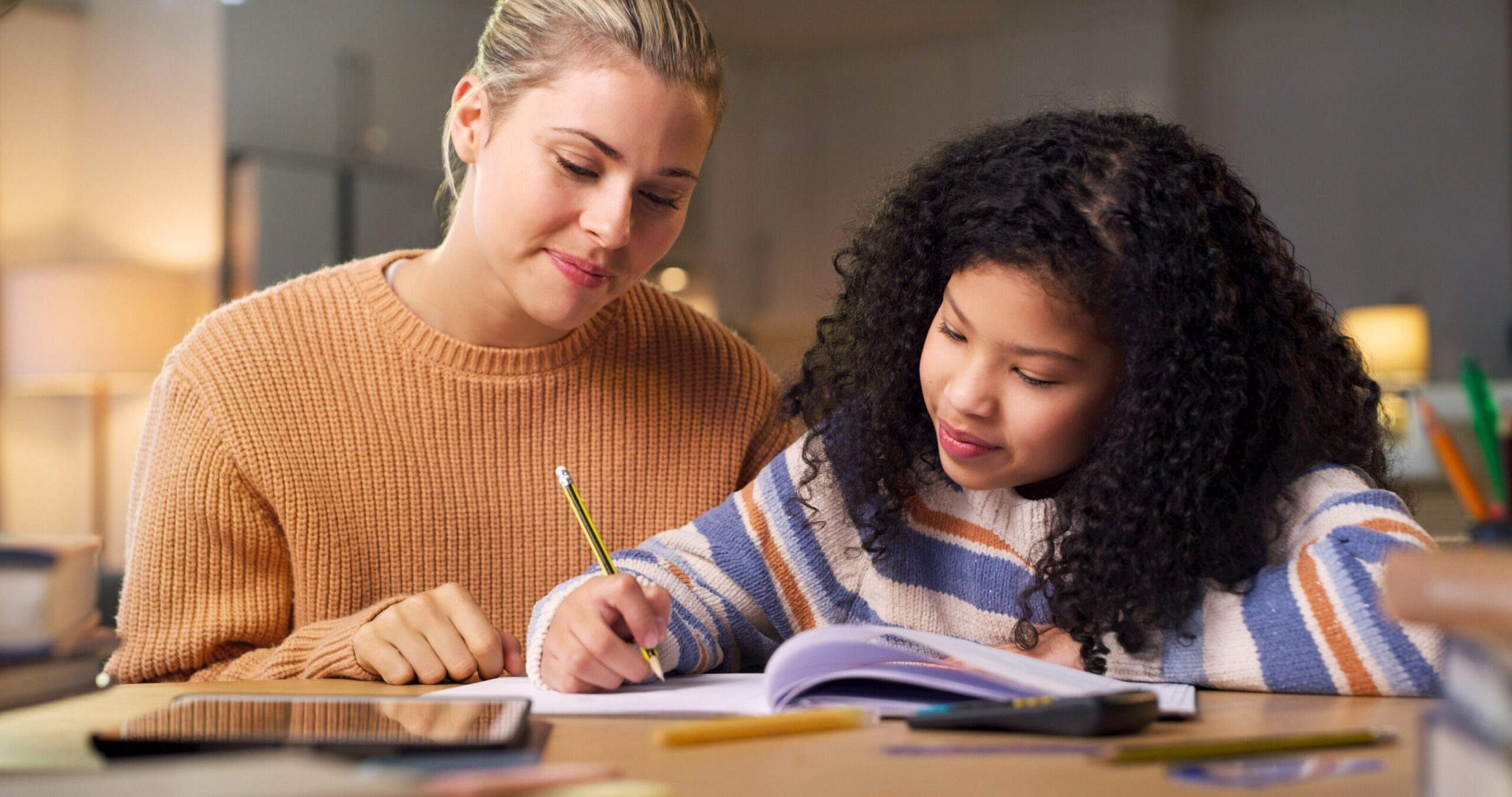 tutor supporting a young student